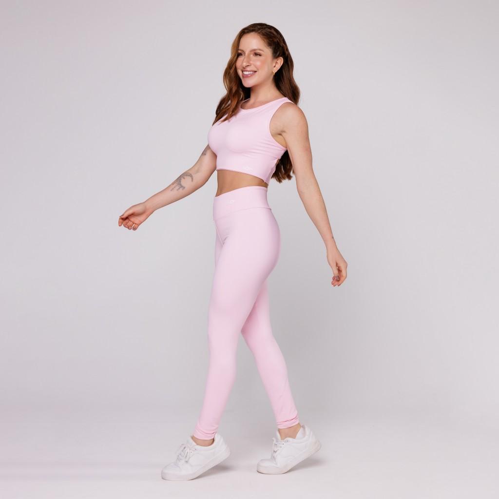 Conjunto Fitness Feminino Top Costa Assimétrica E Calça Legging Básica Academia Coleção Pace Up