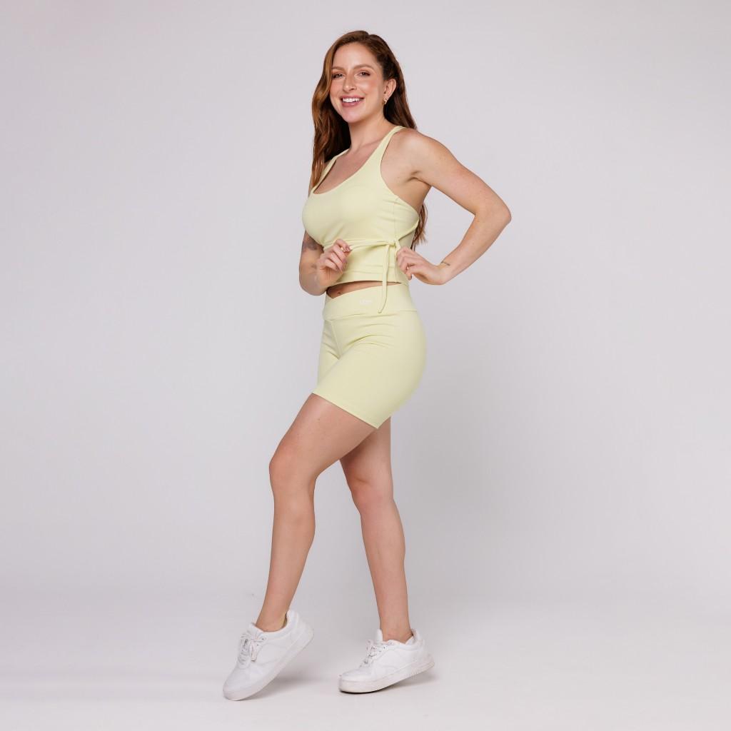 Conjunto Fitness Feminino Top Várias Amarrações E Short Cós Cruzado Academia Coleção Pace Up