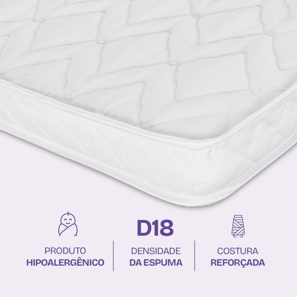 Colchão Para Berço Americano D18 Hipoalergênico 130x70x10cm - Bf Colchões