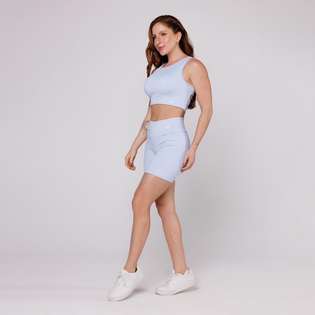 Conjunto Fitness Feminino Top Costa Assimétrica E Short Básico Poliamida Academia Coleção Pace Up