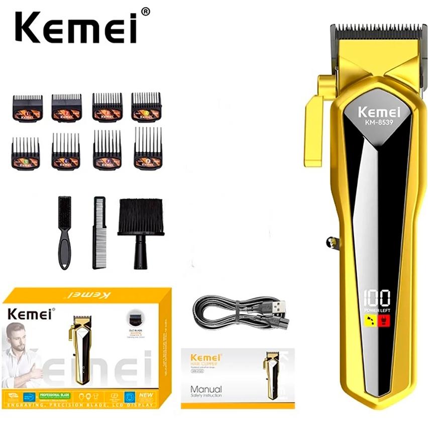 Kemei 8539 Máquina De Cortar Cabelo Masculino Profissional Sem Fio Recarregável Aparador Display LED