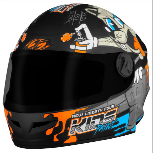Capacete Fechado Infantil PRO Tork Liberty Four Kids Paint Fosco Viseira Fume