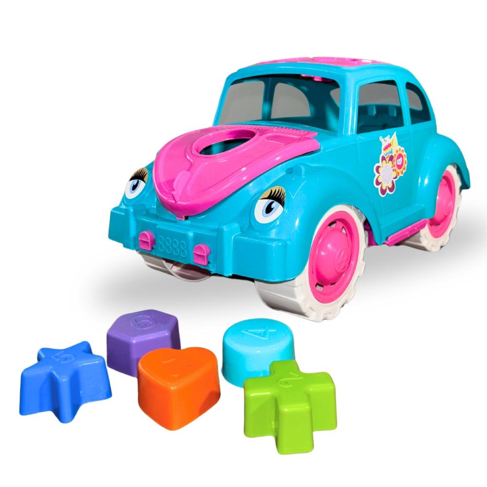 Fusca Educativo Pedagógico Brinquedo Menina Várias Cores Sortidas Com Peças De Encaixar - Queen Shop