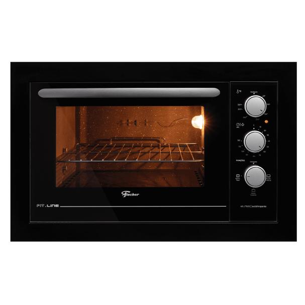 Forno Elétrico De Embutir Fit Line Moldura Preta 48 Litros Fischer