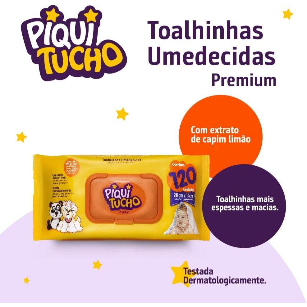 Lenço Umedecido Piquitucho Premium Com 120 Unidades