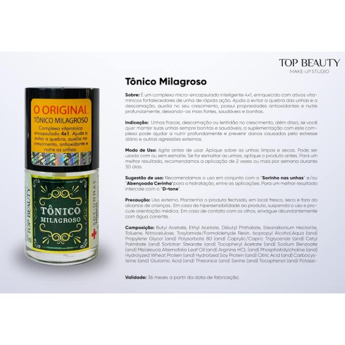 Esmalte Tratamento Top Beauty 7ml Sos Unhas - Tonico Milagroso Top Beauty