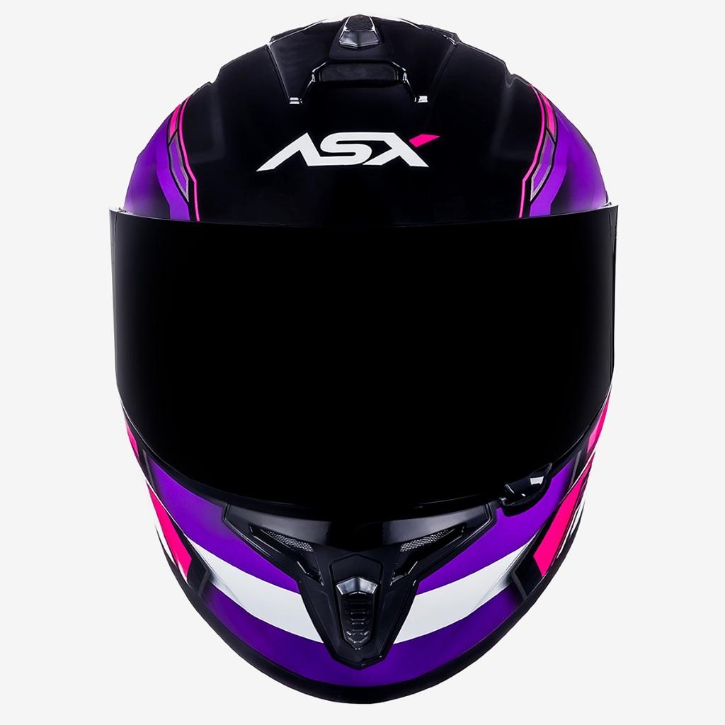 Capacete Feminino Asx Draken Pilot Estrela Lilás E Rosa Brilhante
