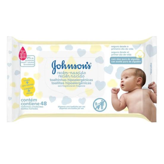 Lenços Umedecidos Johnson S Baby Recém-nascido Com 48 Unidades