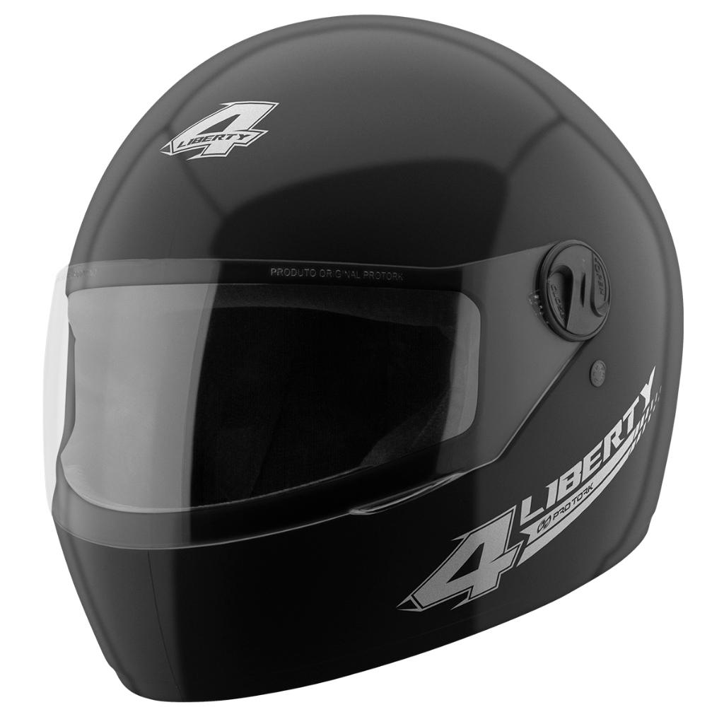 Capacete Preto Tamanho 58 PRO Tork Viseira Cristal Casco Em Abs E Cinta Jugular Fecho Revestido Eps