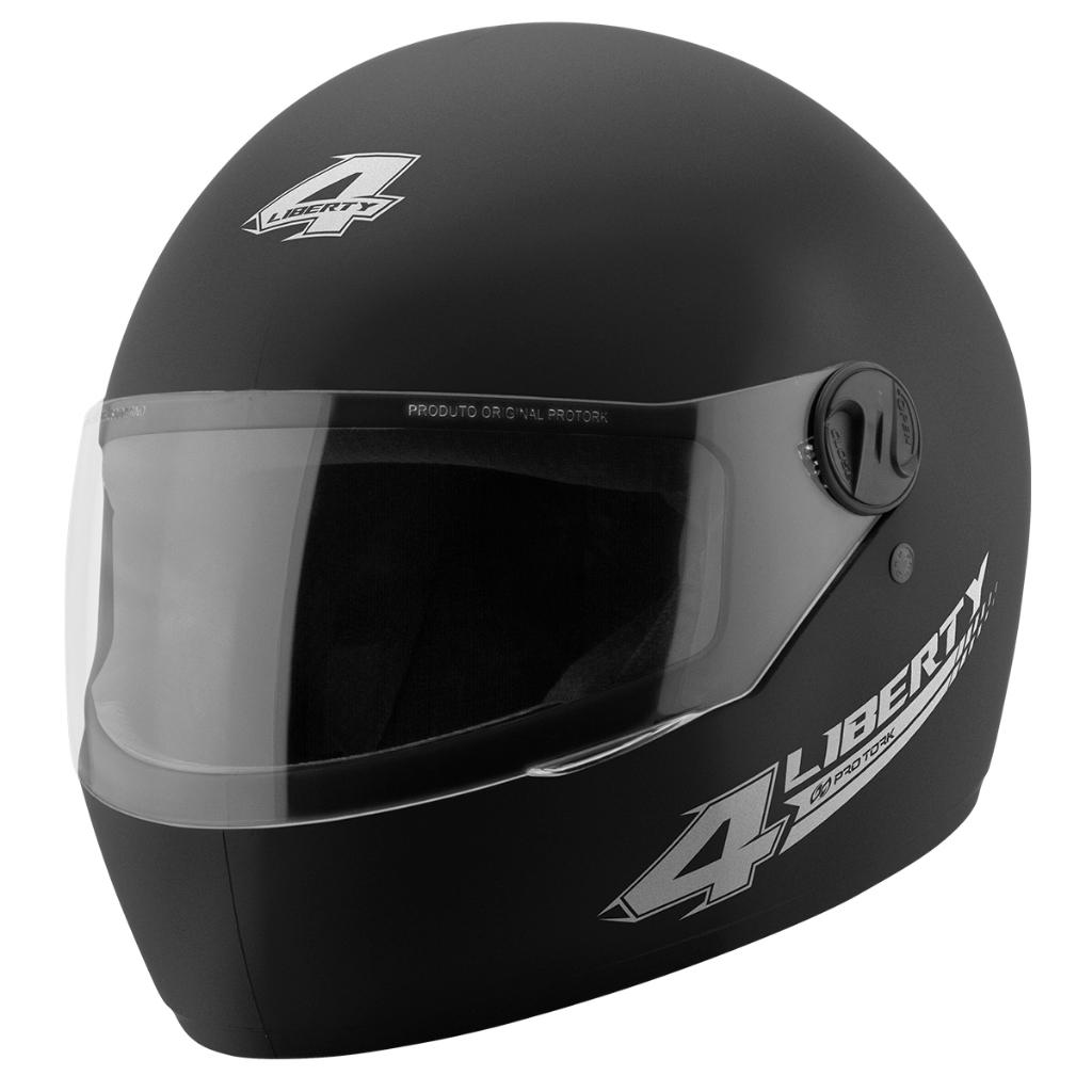 Capacete Fechado PRO Tork Preto Fosco 56 Viseira Cristal Casco Abs Natural Forro Nylon Antialergico