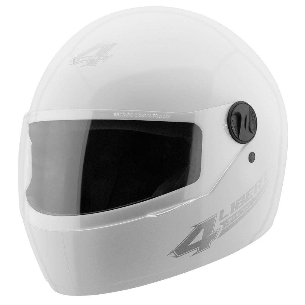 Capacete Branco Tamanho 58 Pr Otork Viseira Cristal Casco Abs E Cinta Jugular Fecho Revestido Em Eps