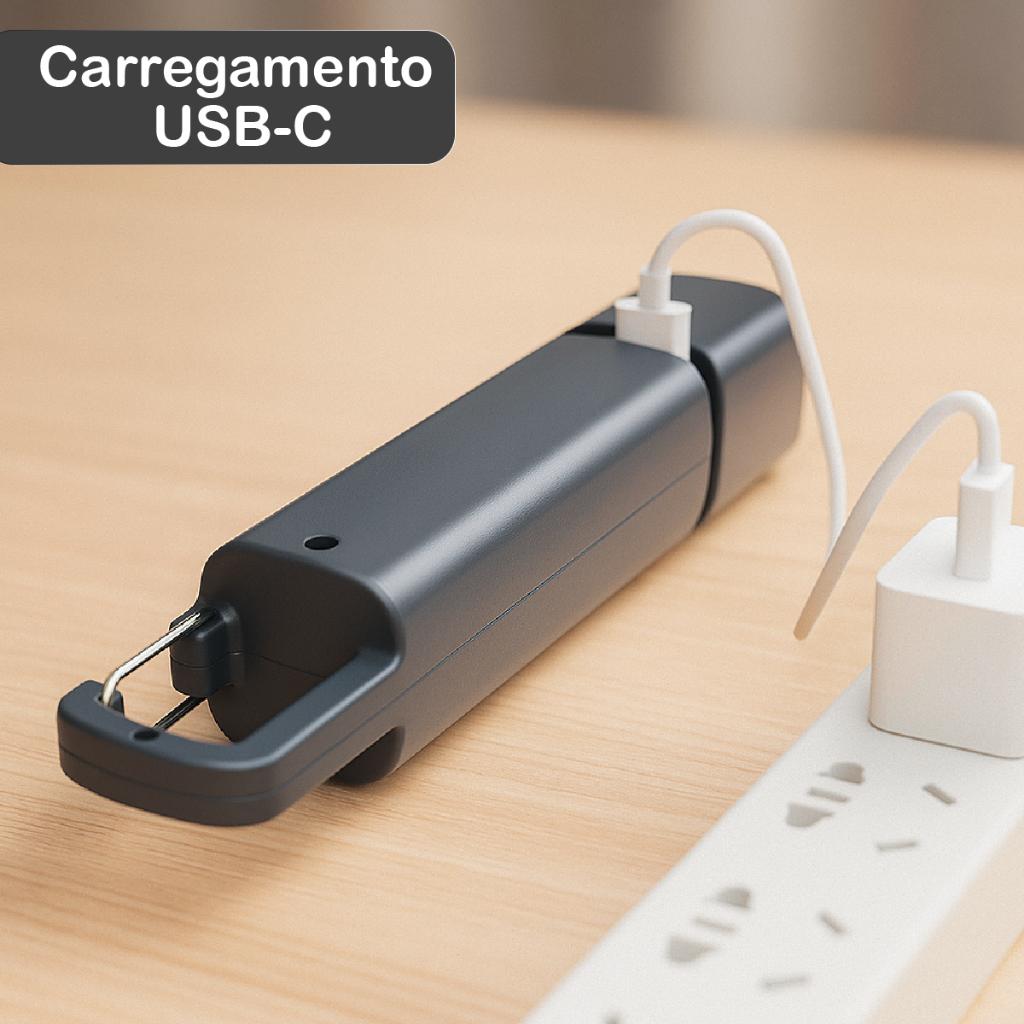 Lanterna Tática LED Recarregável Com Gancho E Zoom 1000lm Luminária Com USB Luz Lateral