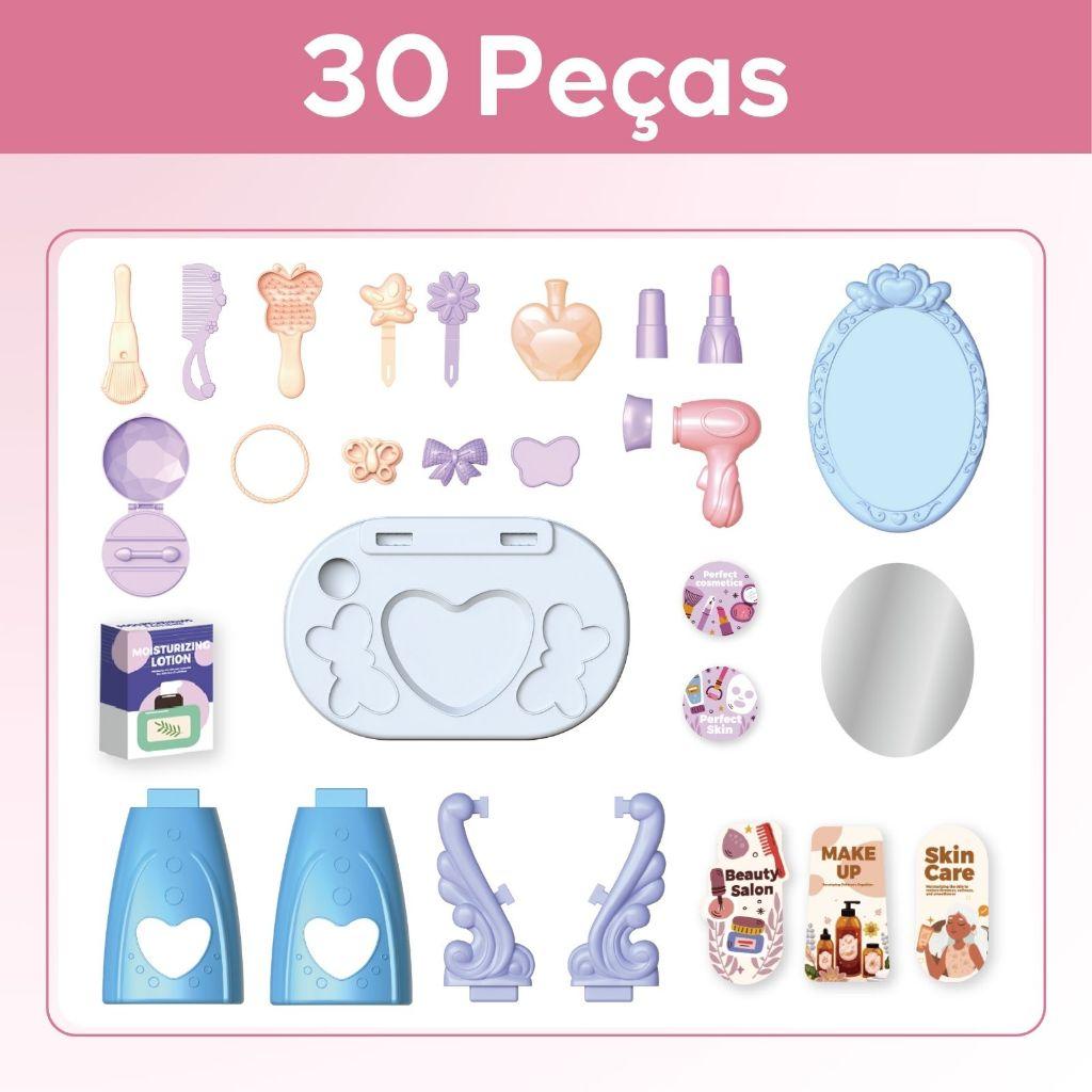 Penteadeira Infantil Princesa Com Acessórios Menina Maquiagem Faz De Conta