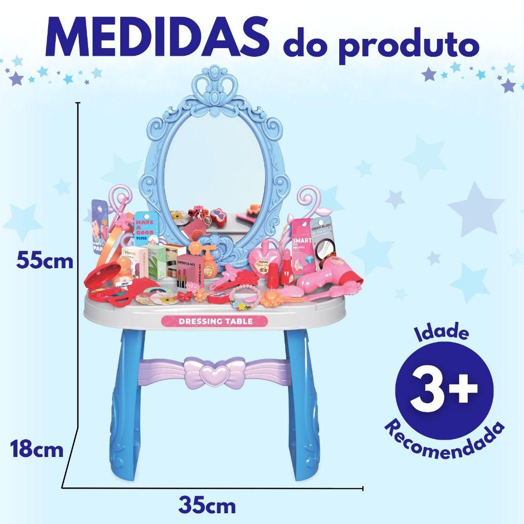 Penteadeira Infantil Princesa Menina Com Acessórios Maquiagem Faz De Conta