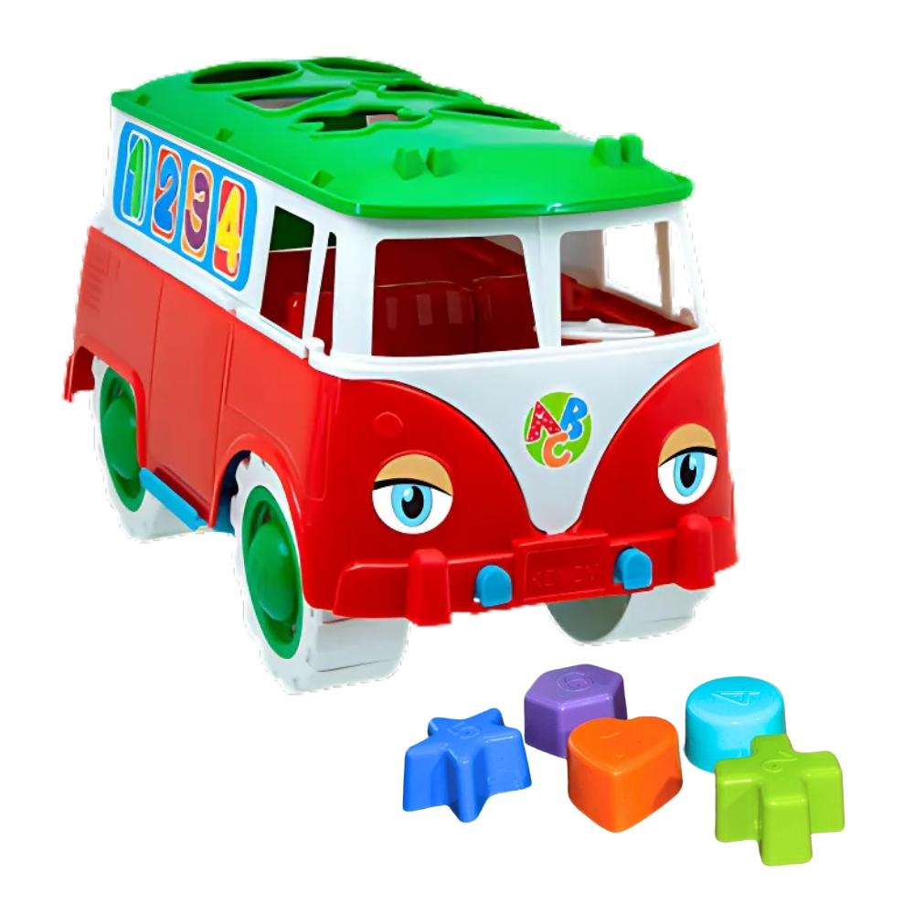 Kombi Brinquedo Educativo Menino - Pedagógico Infantil - Com 6 Pç De Encaixar - Inmetro - Queen Shop