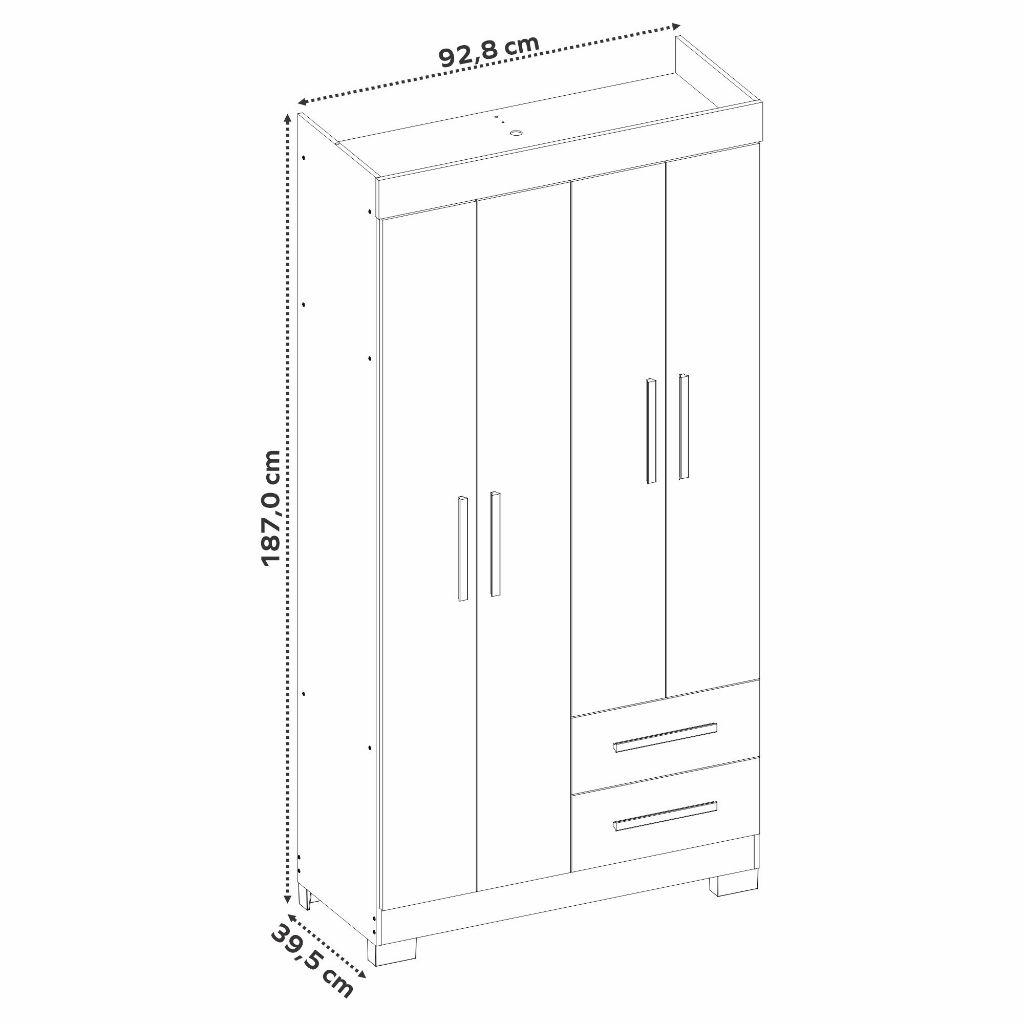 Guarda-roupa Nt6010 Com 4 Portas E 2 Gavetas Off White/freijó