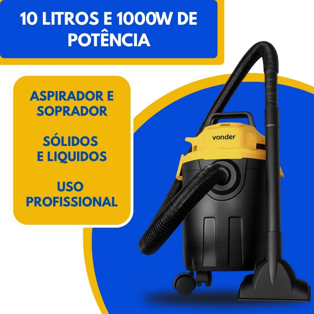 Aspirador De Pó E Água + Líquidos 10 Litros 1.000w Muito Potente 127v Ou 220v - Apv 1010 Vonder