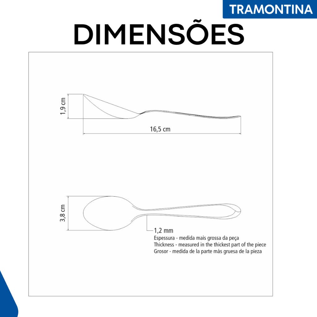 6 Colheres De Sobremesa Laguna Tramontina Aço Inox