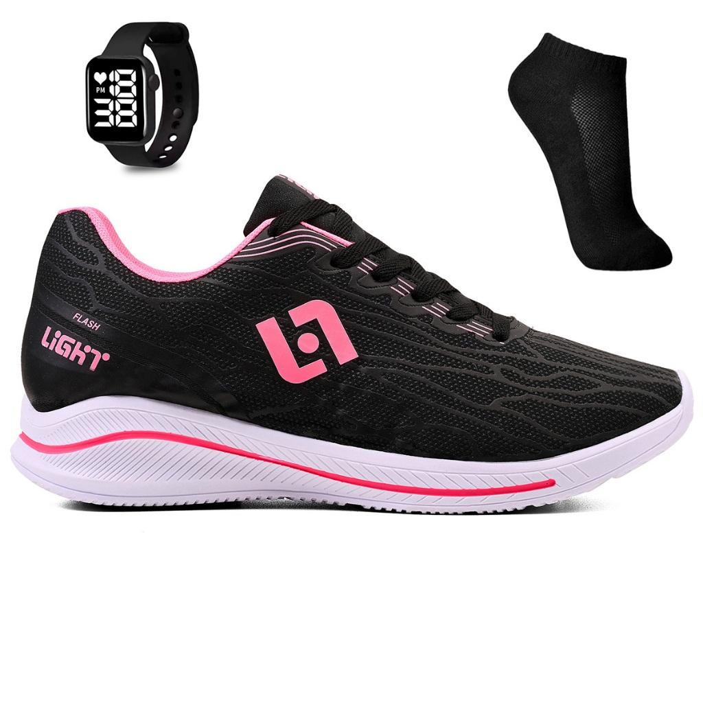 Tenis Masculino Feminino Esportivo Treino Academia Corrida Light Sport + Meia E Relogio