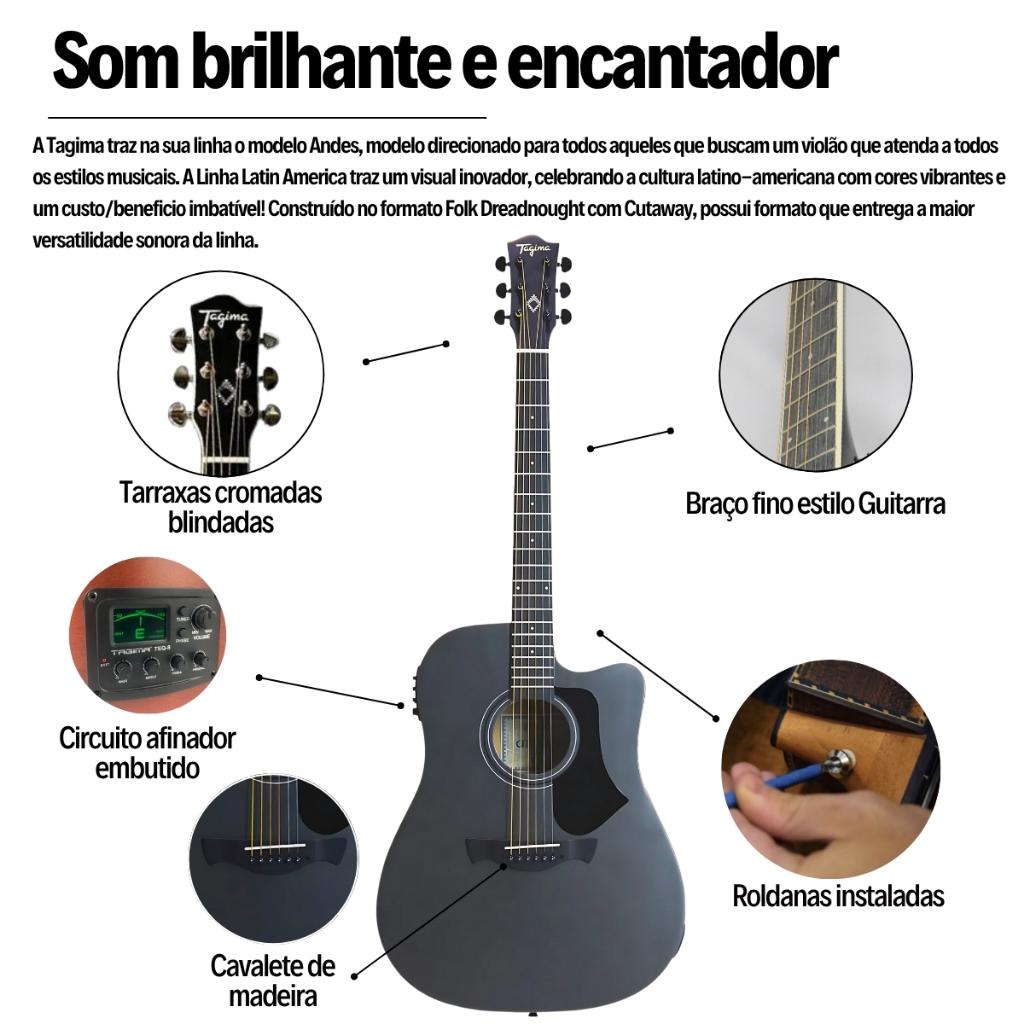 Violão Tagima Andes Cutway Elétrico Gran Reserva Aço