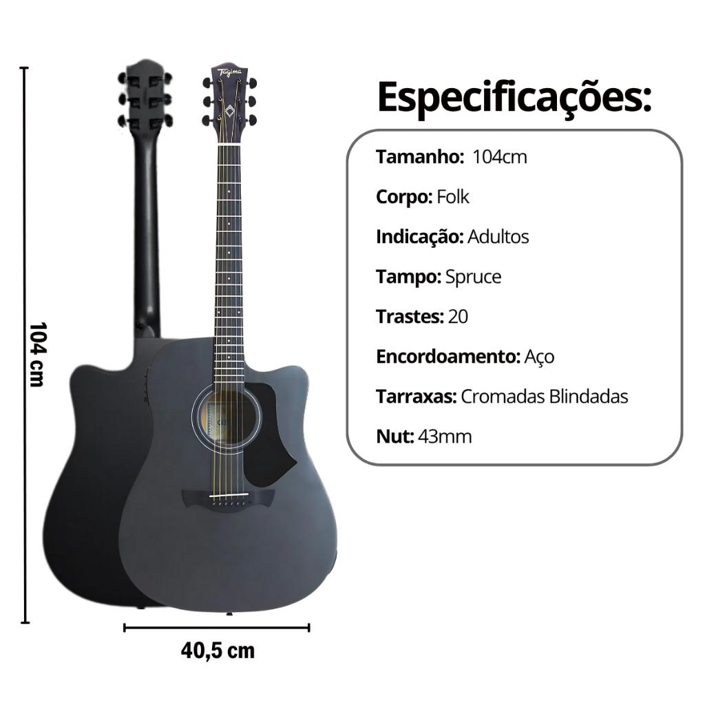 Kit Violão Tagima Andes Cutway Elétrico Gran Reserva Aço + Acessórios