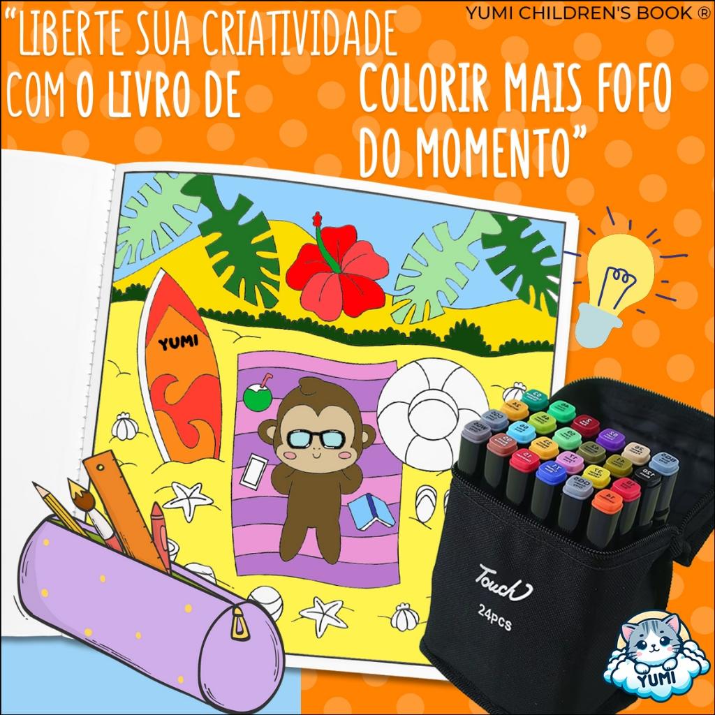 Kit Livro De Colorir Sunny Days Goods - Dias Quentes + Canetinhas Canetas Touch Coloridas Ponta Dupla