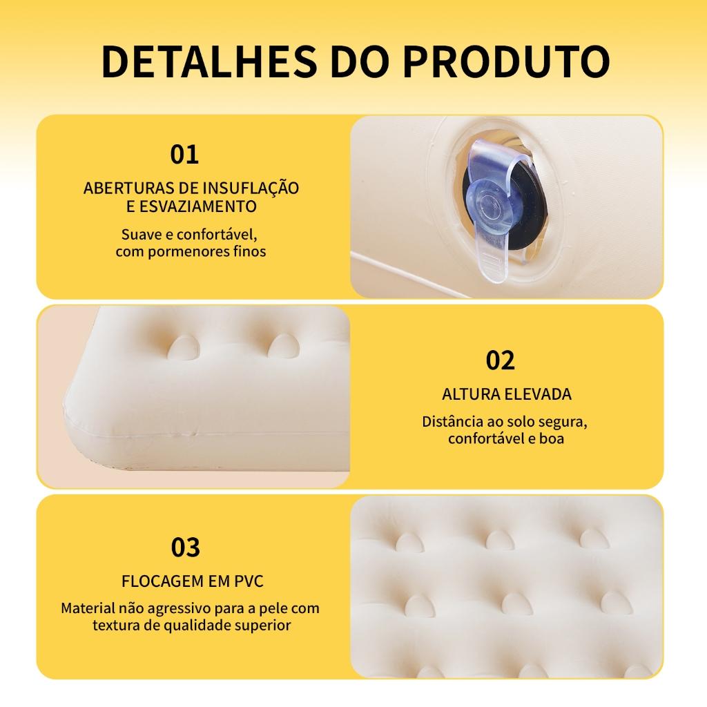 Joyfox Colchão Inflável Suporta 300kg 200x180x23cm Bomba De Lítio Portátil Cama Inflável Para Viagem