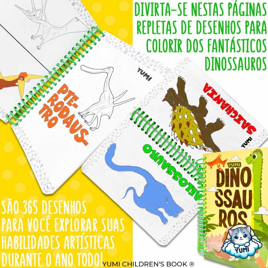 Livro De Colorir Em Espiral Mundo Dos Dinossauros Caderno De Desenho Pintura 365 Desenhos