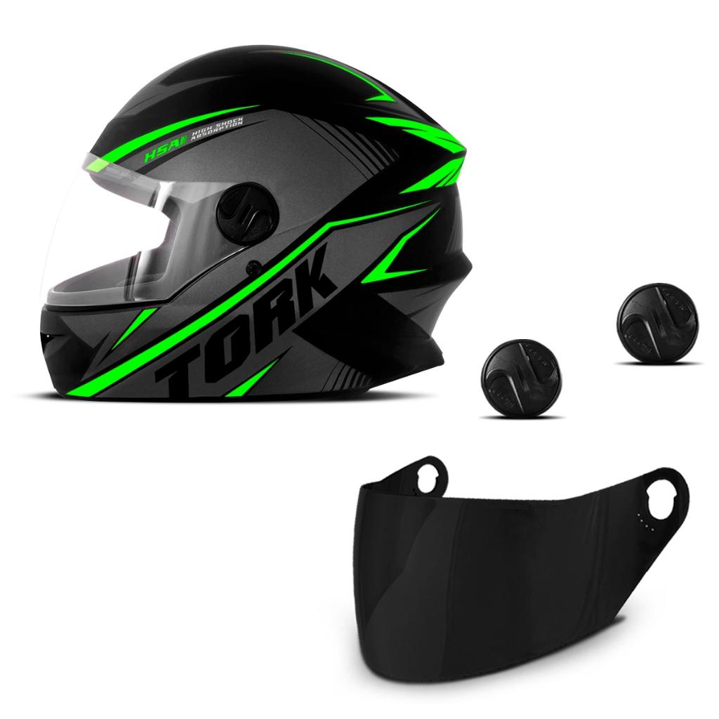 Capacete R8 Fechado Adulto Unissex PRO Tork + Viseira Fumê + Parafuso