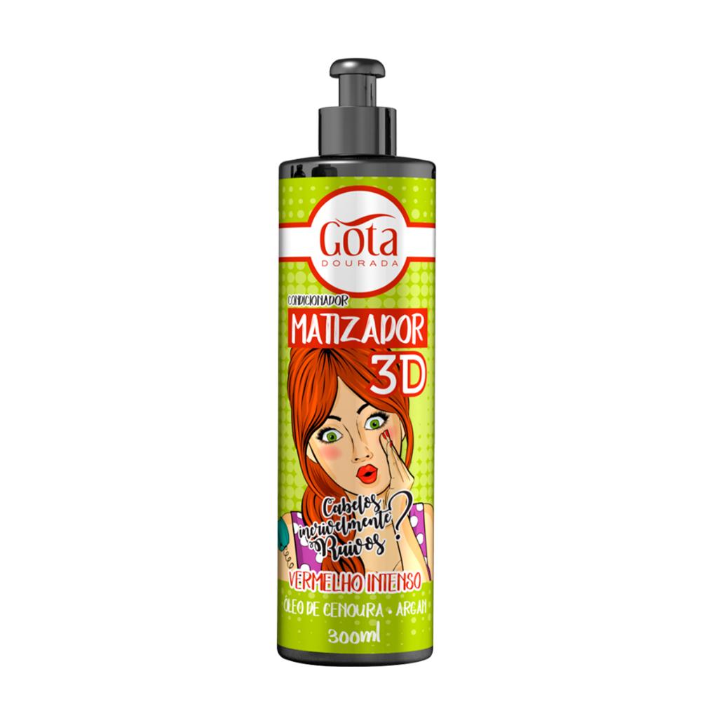 Matizador Condicionador 3D Vermelho Intenso Gota Dourada 300 Ml