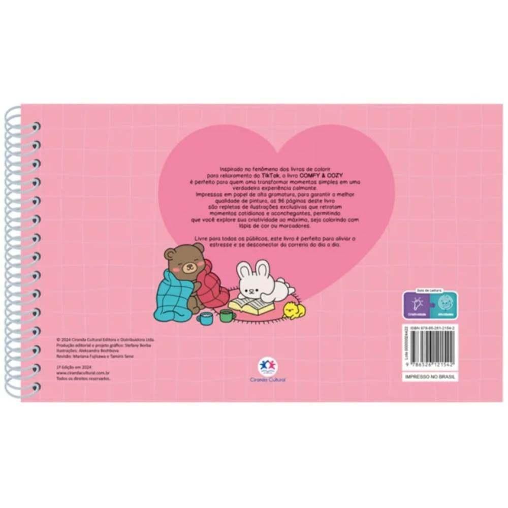 Livro De Colorir Comfy And Cozy Pink Capa Dura