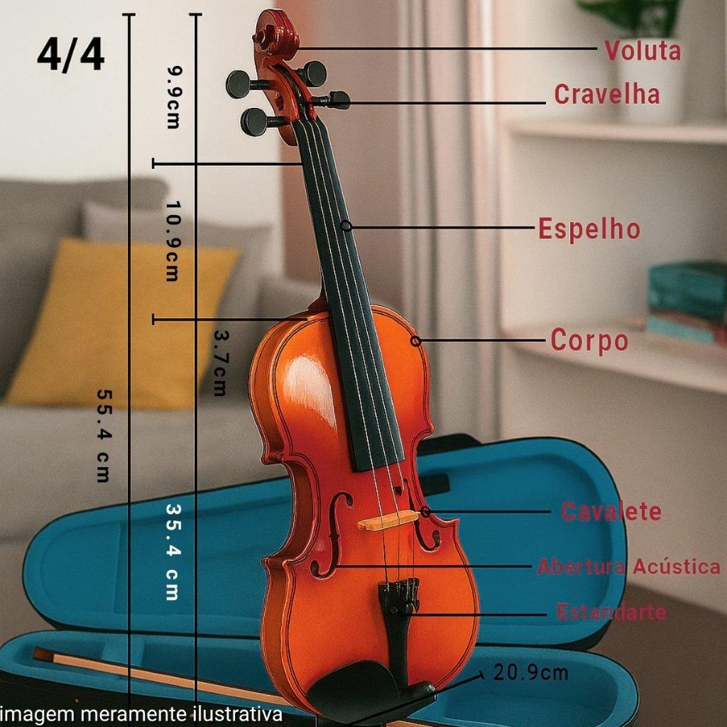 Violino 4/4 Bravo Vs44 Estudante Iniciante Com Estojo