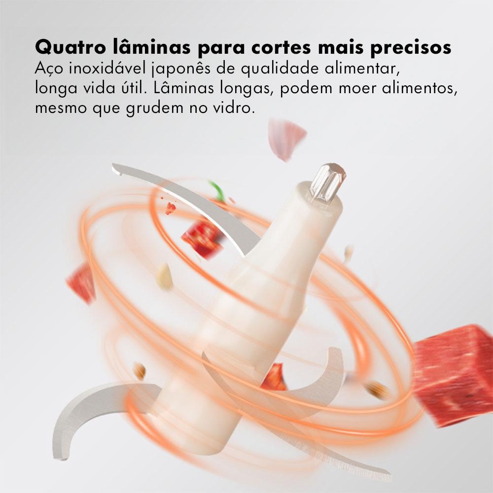 Gaabor Triturador Processador Carne Legumes 2L 4 Lâminas Aço Tigela Vidro Multifuncional Mg-15m02a