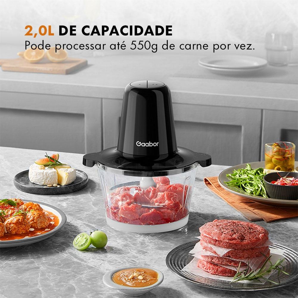 Gaabor Processador 2L 300W 4 Lâminas Triturador Carne Legumes Multislice Vidro 6mm Mg-15m02a