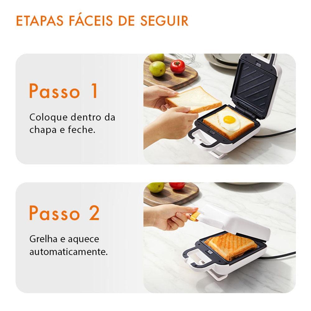 Gaabor Sanduicheira Grill Antiaderente Com Aquecimento Em Temperatura Constante Em Dupla Face E Frigideira Sm60m-wh01a-1