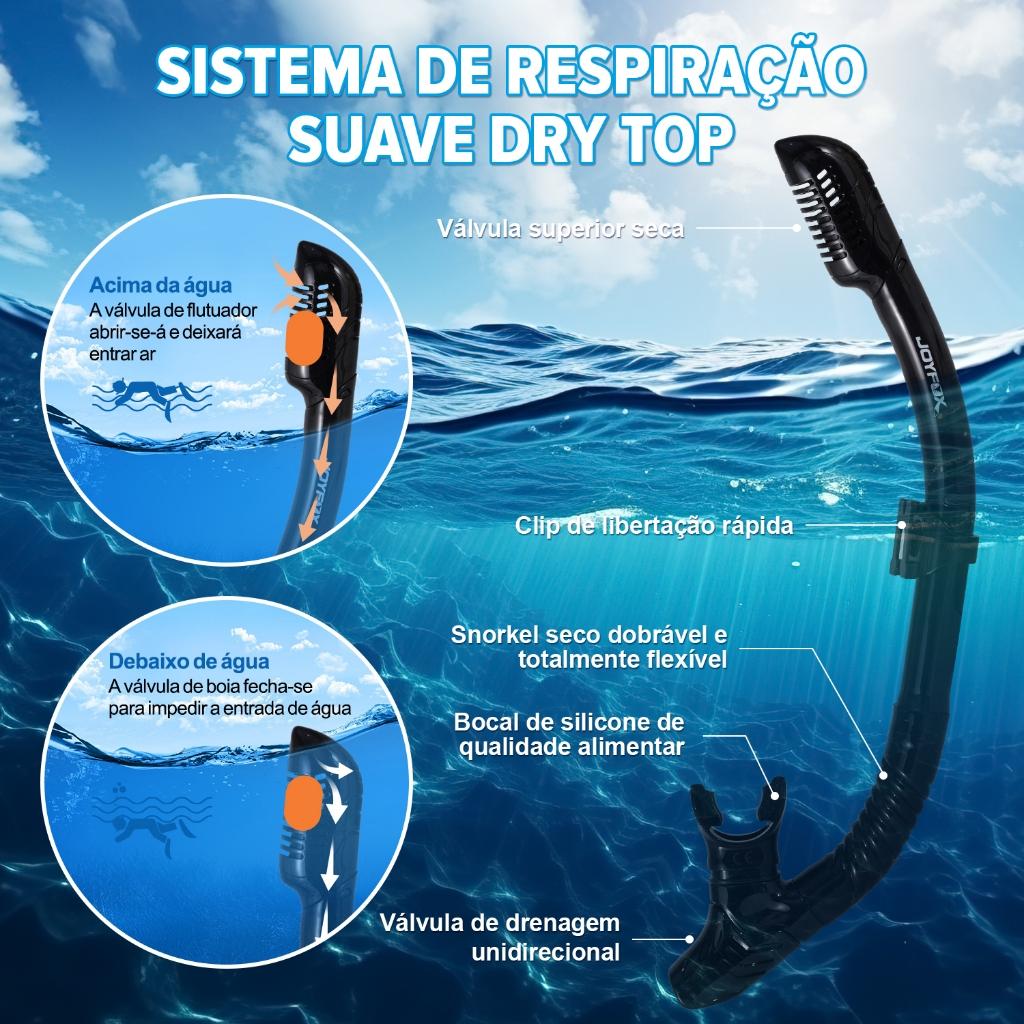 Joyfox Óculos De Mergulho Kit Mergulho Máscara Respirador Snorkel Profissional Adulto