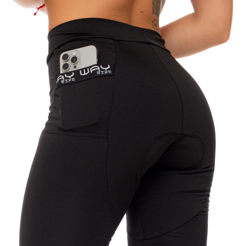 Bermuda Short De Ciclismo Feminina Almofadada Alta Densidade Mtb Preta Forro Espuma Para Ciclistas