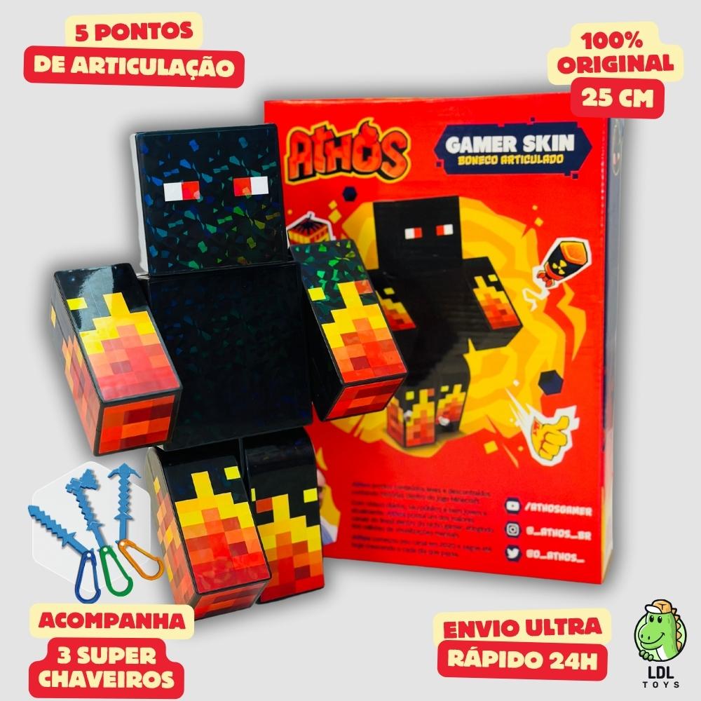 Kit 2 Bonecos Athos 25cm + Cadres 15cm Gamer Articulados Youtuber Algazarra