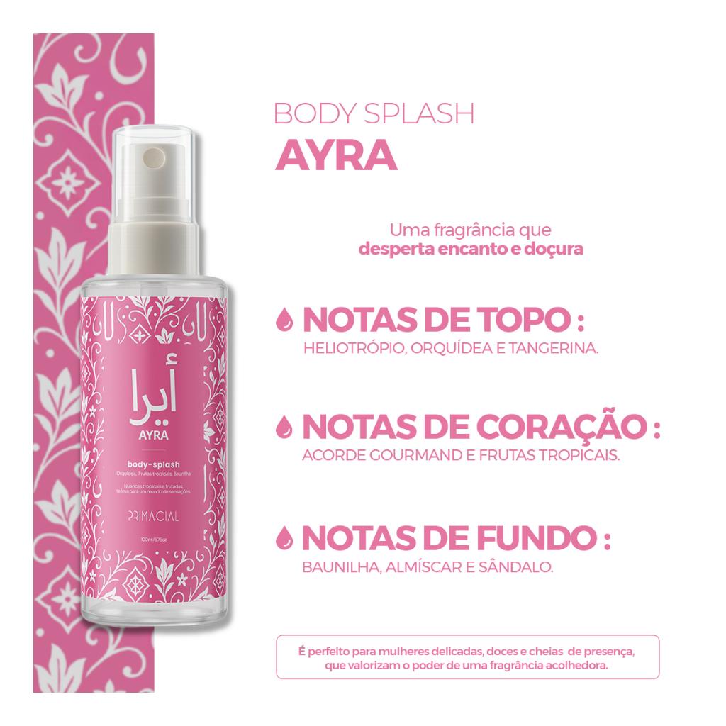 Kit Body Splash Arabe Ayra + Baccarah Rose + Amber Royale + Khaylah 100ml - Primacial Perfume Arabe
