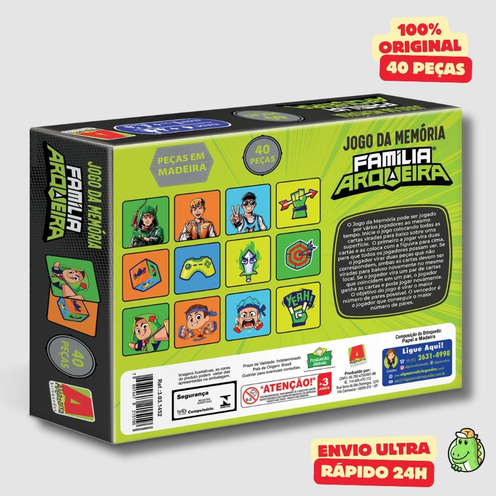 Jogo Da Memória De Madeira Familia Arqueira Gamer Youtuber 40 Peças Algazarra
