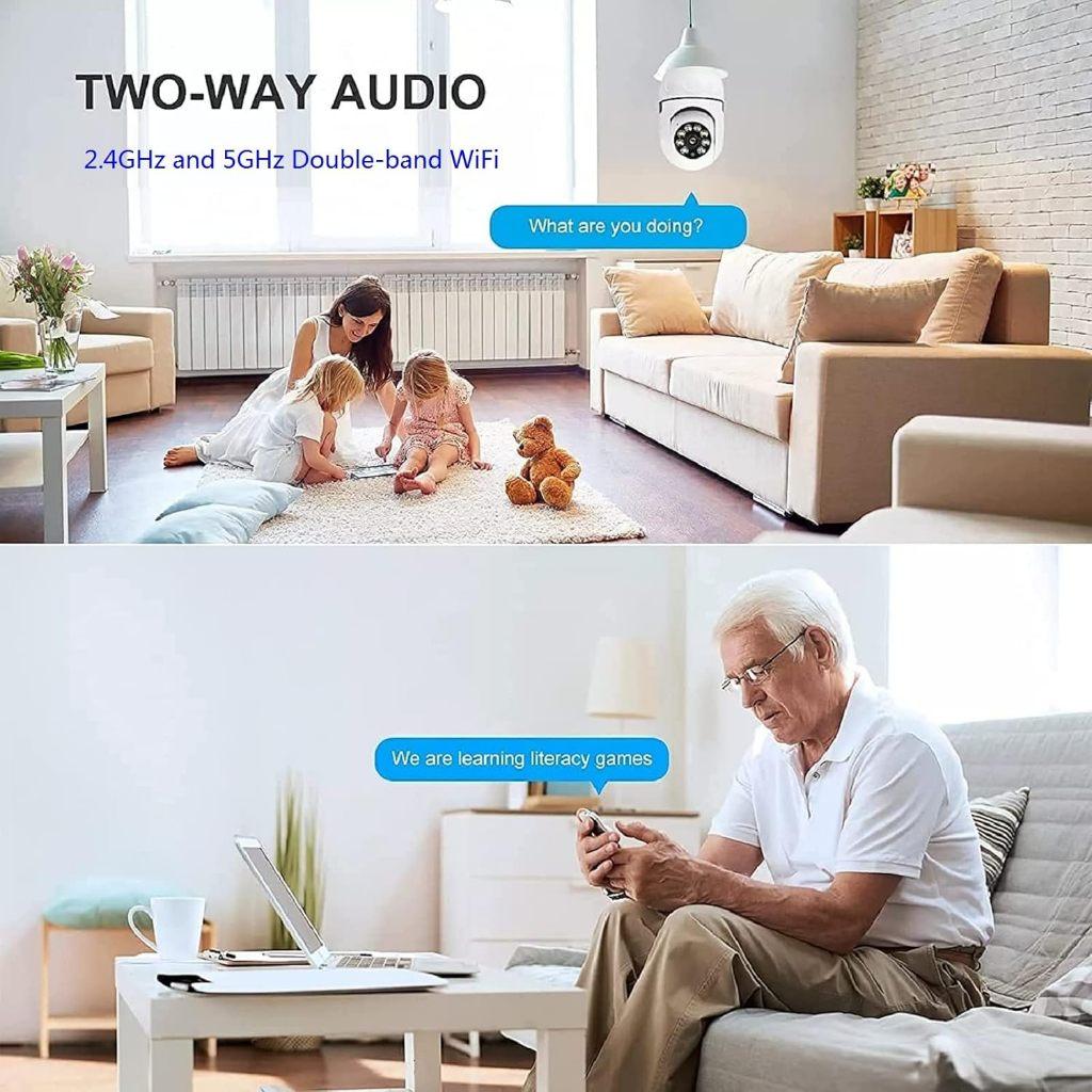 Câmera Lâmpada Wifi Inteligente 1080p Com Visão Noturna Áudio Bidirecional Para Monitoramento -G4