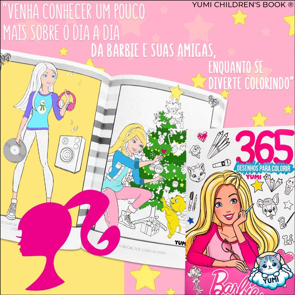 Coleção Livro Infantil 365 Desenhos Para Colorir Atividades Educativas Capa C/Glitter Folhas Brancas Premium