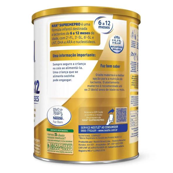 Fórmula Infantil Nan Supreme 2 Hmo Nestlé 800g 6 A 12 Meses