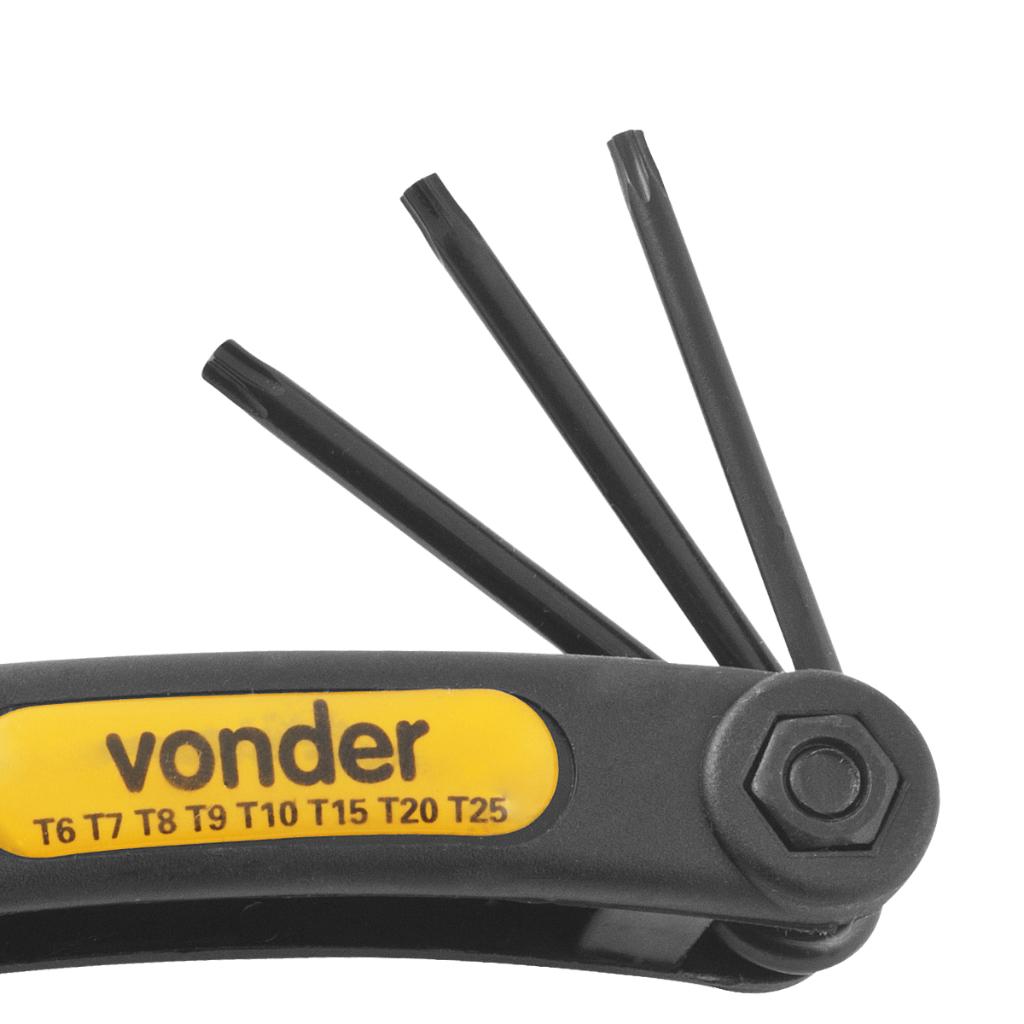 Jogo 8 Peças De Chave Torx Vonder T6 T7 T8 T9 T10 T15 T20 T25 Hexalobular Suporte Canivete Oferta