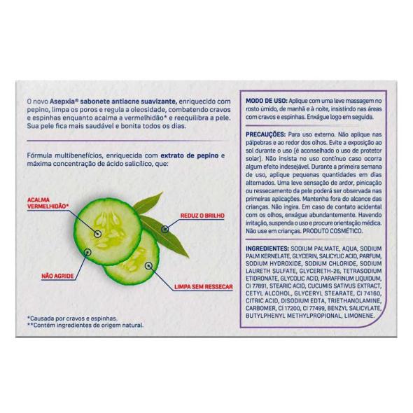 Sabonete Asepxia Antiacne Suavizante 80g - Ação Reequilibrante
