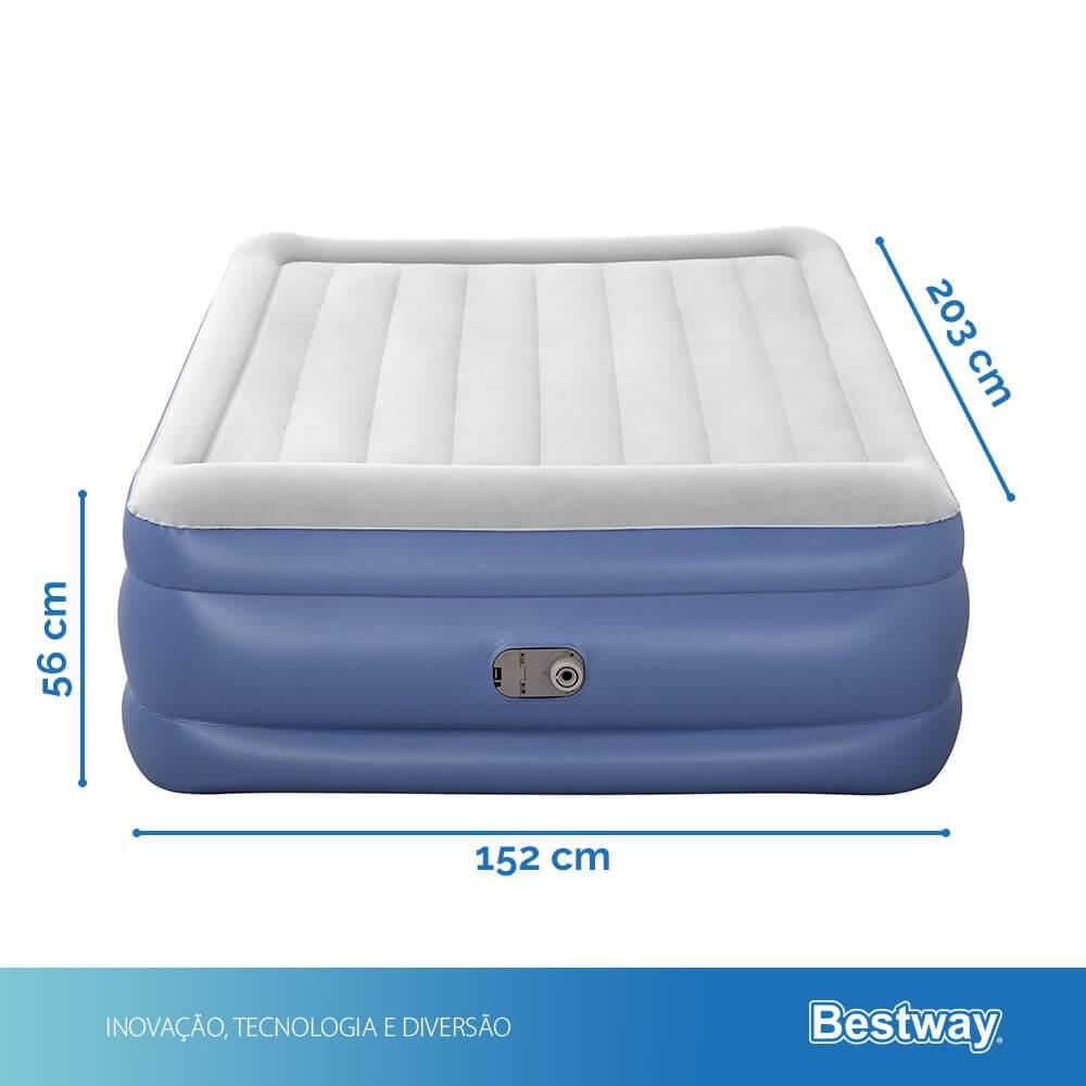 Cama Colchão Inflável Queen 56cm Altura Até 300kg Tritech Casal Com Bomba Embutida + Bolsa Bestway