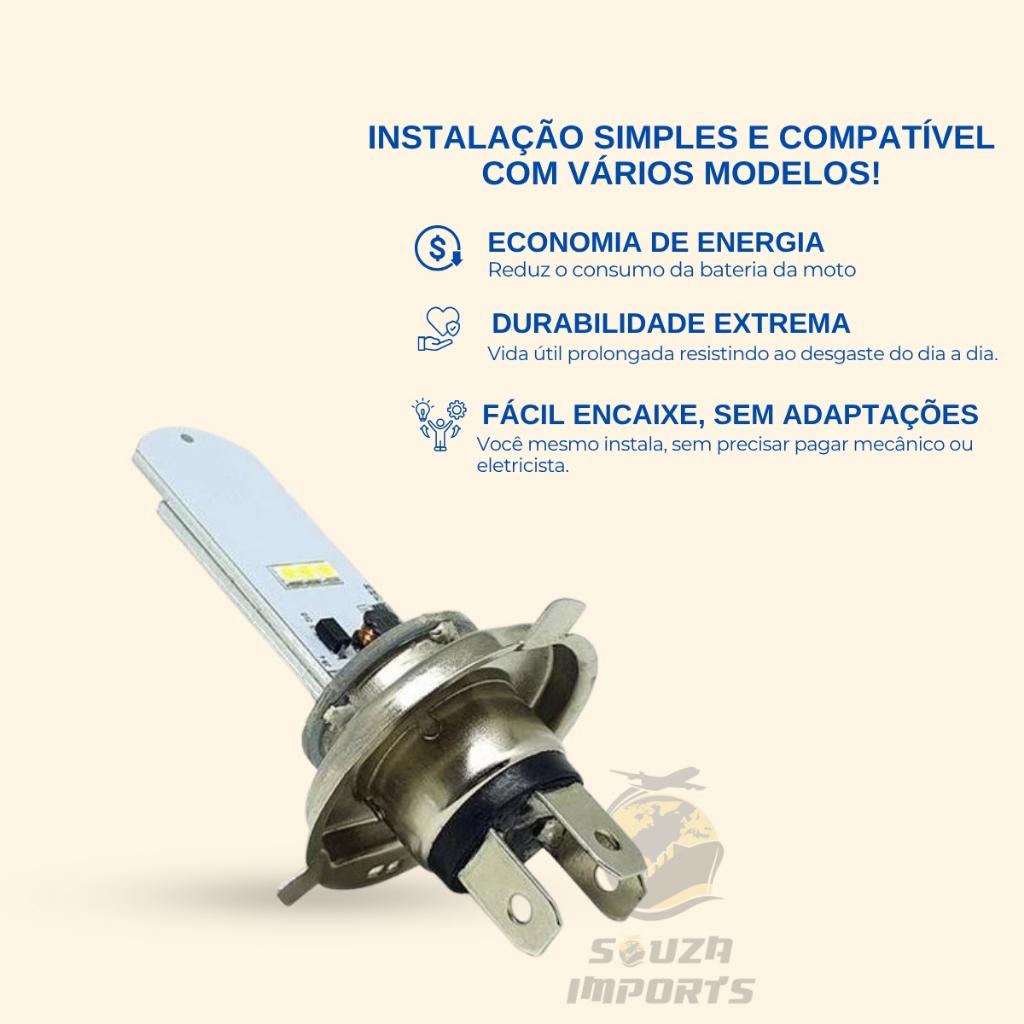 Lâmpada LED H4 8000k Função Super Branco Para Moto Efeito Xenon Premium Farol De LED