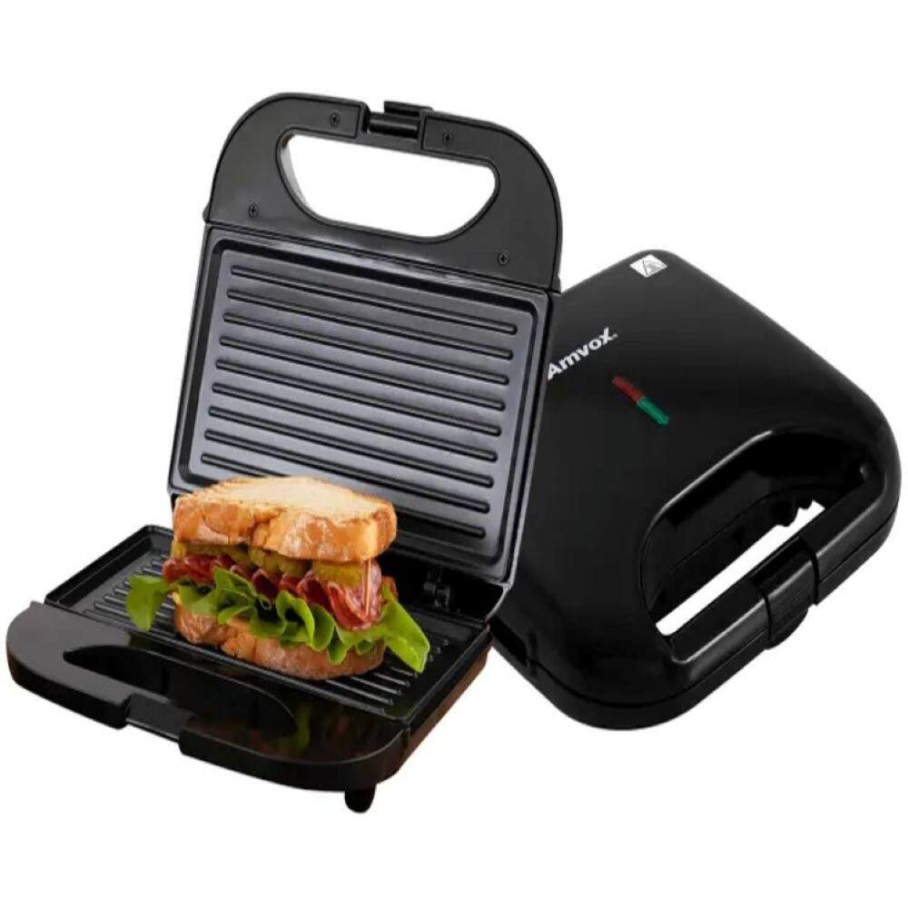 Sanduicheira E Grill Amvox Ams370 750W Preta