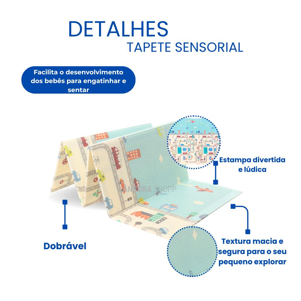 Tapete Infantil De Atividades Dupla Face Cidade Pista Tatame Térmico Emborrachado 180 X 120 X 1CM