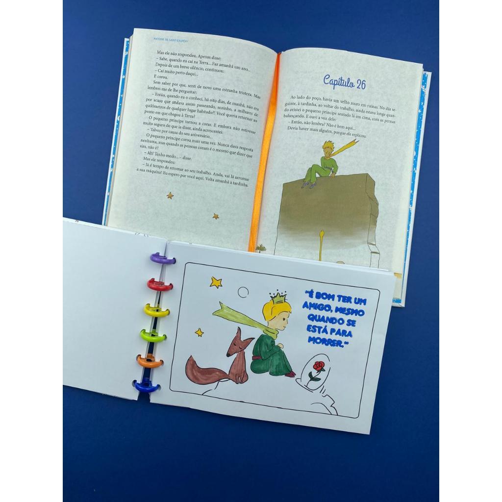 O Pequeno Príncipe - Kit 1 Livro Capa Almofadada + 1 Livro De Colorir Encadernação Em Disco
